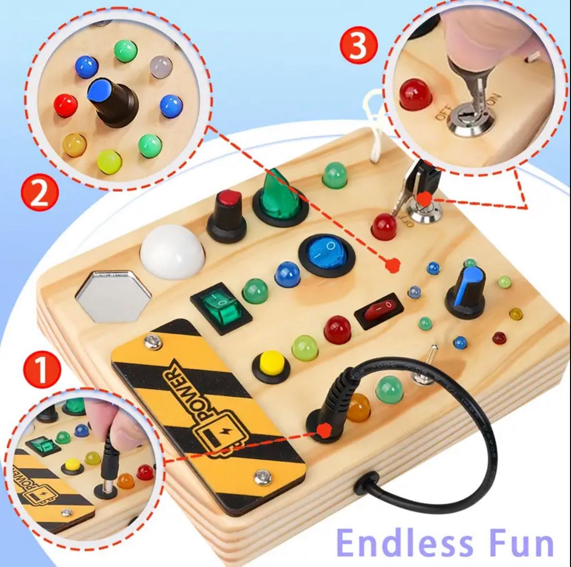 Kidoki's wooden busy board
